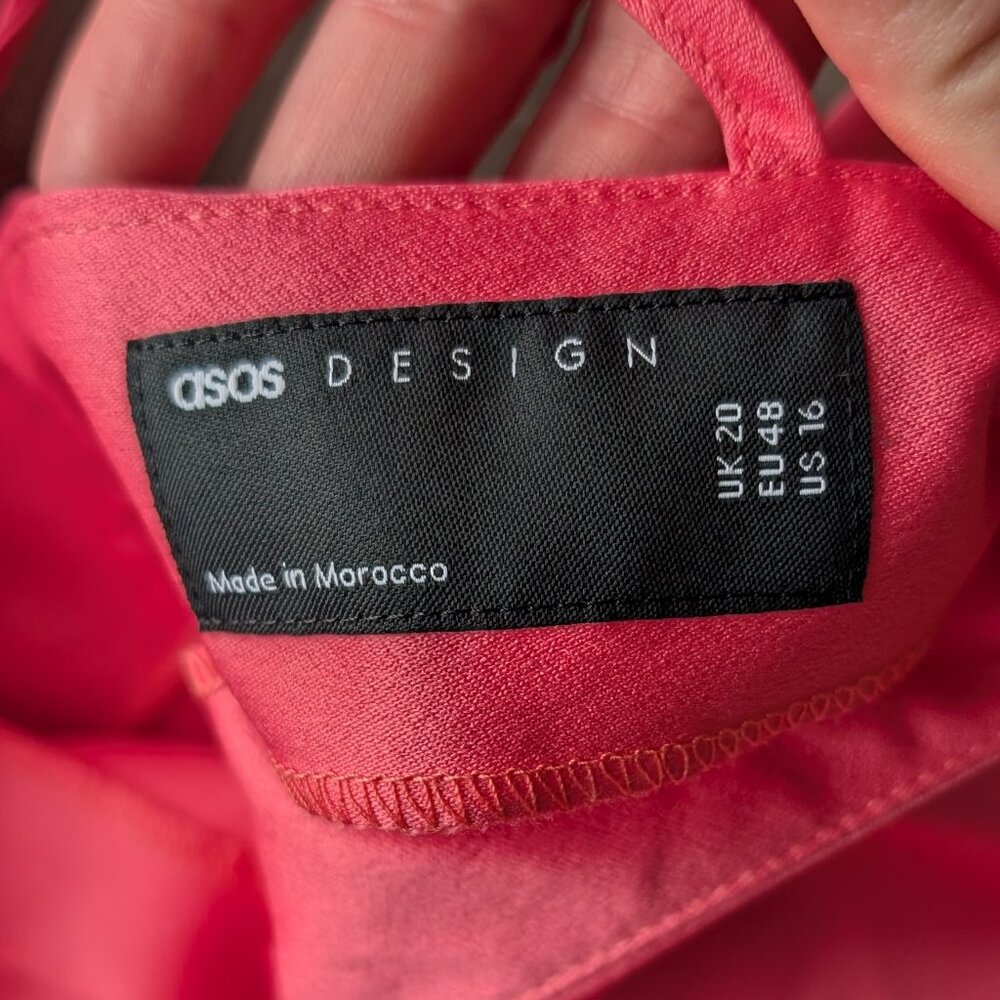 ASOS Design Curve Pink Satin Batwing Mini Dress size US 16 - Picture 7 of 10
